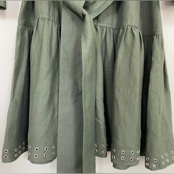 Derek Lam 10 Crosby Olive Green Grommet Hem Mini Dress sz 4 - Picture 12 of 14